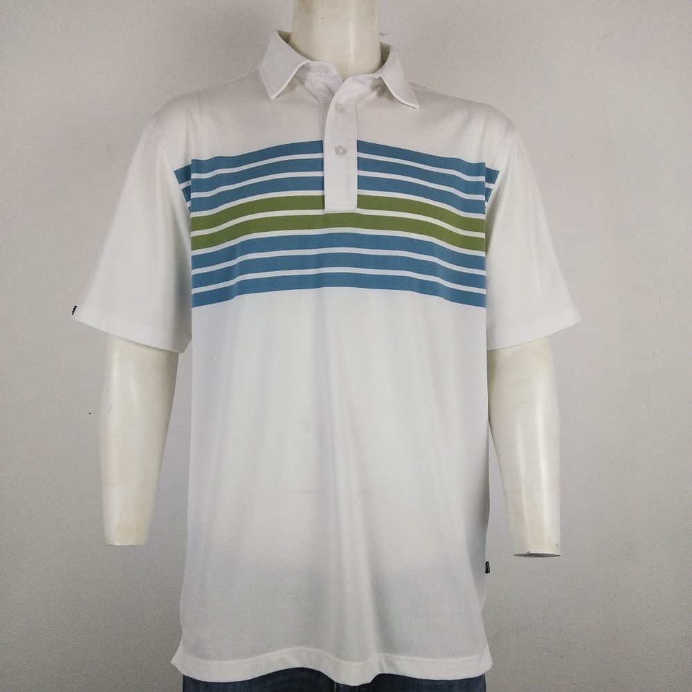 🔴Straight Down white men's golf polo shirt